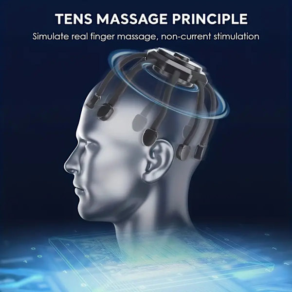 Elektrisk hovedbundsmassager, nerverelaksation og dekompression, multifunktionel elektrisk hovedbundsmassager, uddybning af hovedpine, lindring og afslapning