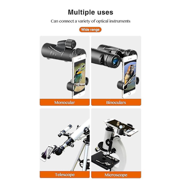 Universal Mobiltelefon Adapter Bracket Clip Mount Blødt gummimateriale til kikkert monokulært spottingskop