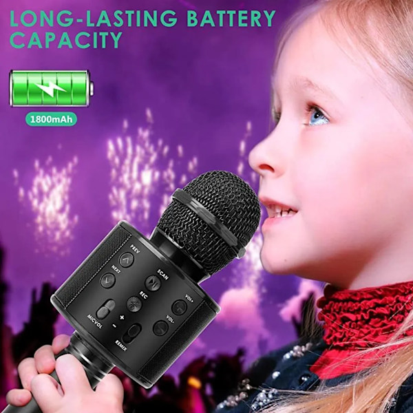 Trådlös Bluetooth Karaoke Mikrofon, 5 i 1 Trådlös Mikrofon för Barn, Mikrofon med Högtalare | Remix, Mic KTV Mikrofon