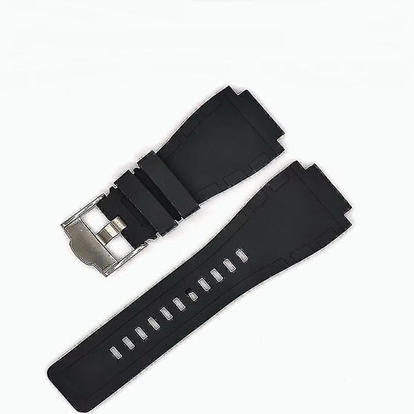 24*35 mm gummiarmband för Bell Ross klockor Remstillbehör (silverknapp)