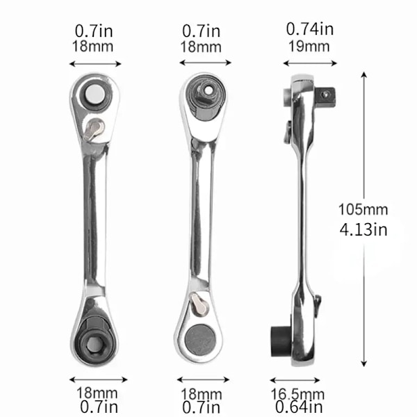 2 i 1 Dobbeltkop Ratchet Nøglesæt 72 Tænder Mini Hex Bit Driver Skruetrækker Håndtag To-vejs Hurtigudløser Nøgle