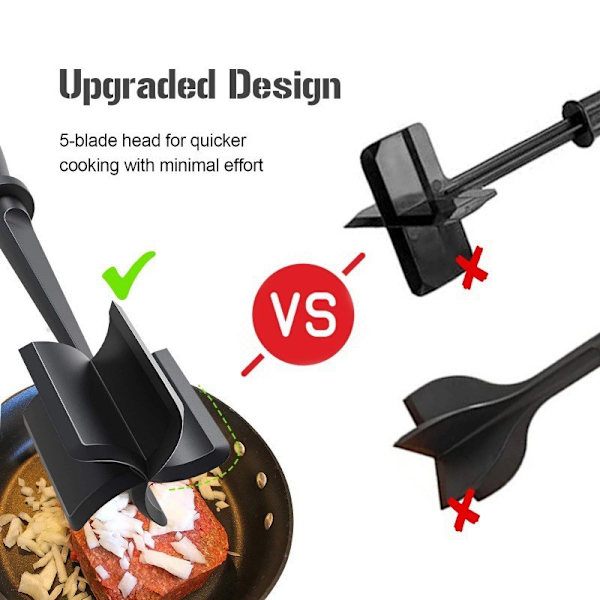 Kødhakker til hamburger, premium varmebestandig moser og smasher til hakket oksekød, hakket kalkun og mere, non-stick mixhakker
