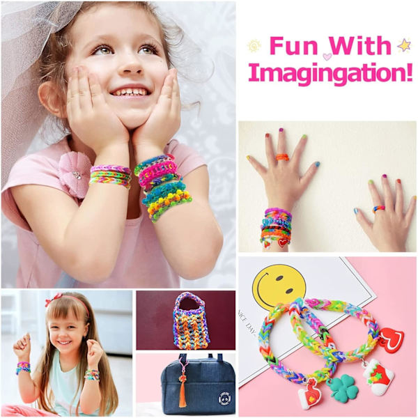 Rainbow Loom Kit DIY Craft Material Set DIY Färgglada Gummiband Pedagogisk Barnleksak Armband