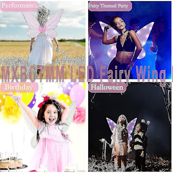 Fairy Wings Light Up Butterfly Wings Sparkly Led Fairy Wings Halloween Jul Födelsedag Cosplay present till barn（1）