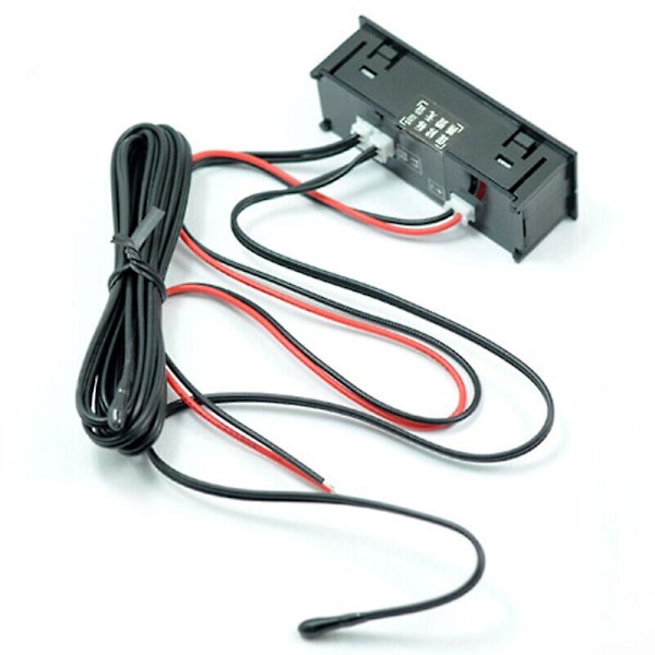 12V 3-i-1 biltermometer + voltmeter + klokke LED digital skjerm (rød)