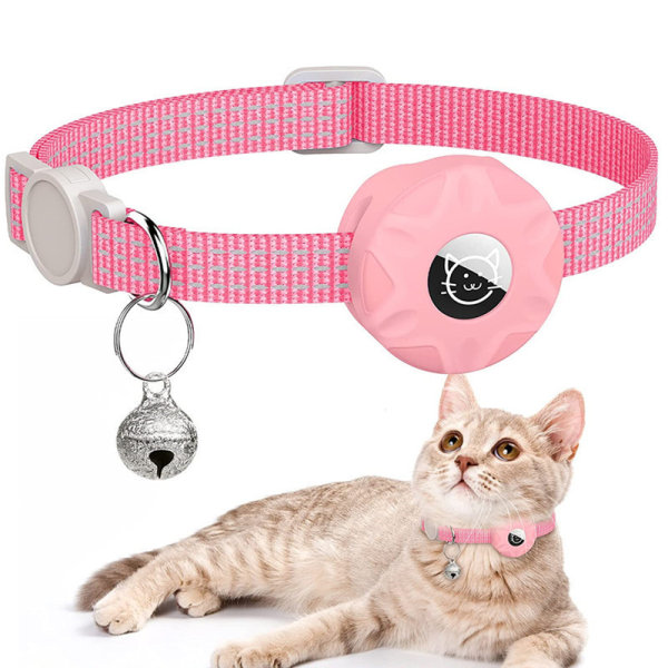 Airtag-kattehalsbånd, reflekterende halsbånd med luftmerkeholder og klokke（6）