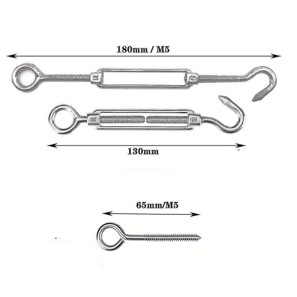 30m rustfrit ståltov hængende sæt, ståltov sæt, 2mm belagt rustfrit ståltov, med M5 tovstrammer og øjeskruer, til klatreplanter, rækværk