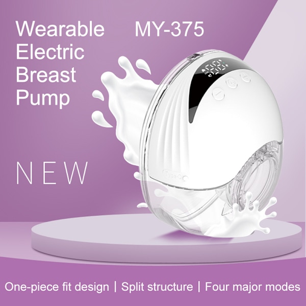 2st Hands Free Bröstpump Bärbar Elektrisk Bröstpump Lättvikt Med LED-Display 4 Lägen 12 (vit)