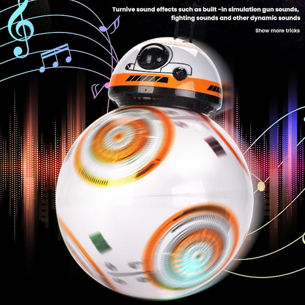 2.4g Fjärrkontroll Robot Intelligent Star Wars Uppgradera Rc Bb8 Robot Med Musik Ljud Actionfigur Present Leksaker Boll Bb-8 För Barn