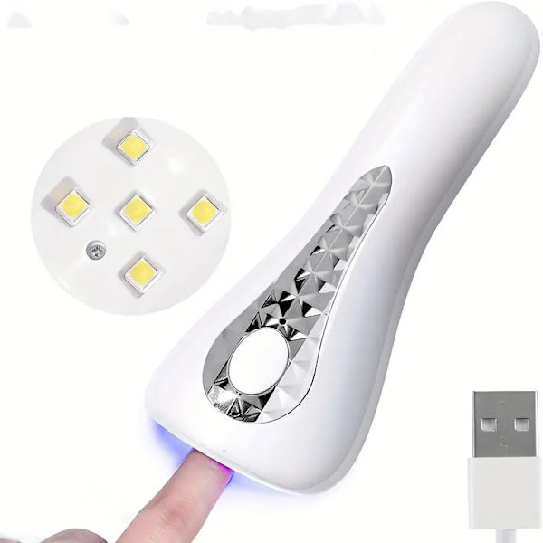 Mini LED-neglelampe, oppladbar håndholdt neglemaskin, 180° dobbel lyskildebelysning, neglemaskin, egnet for hjemme-DIY gel-neglekunstlampe