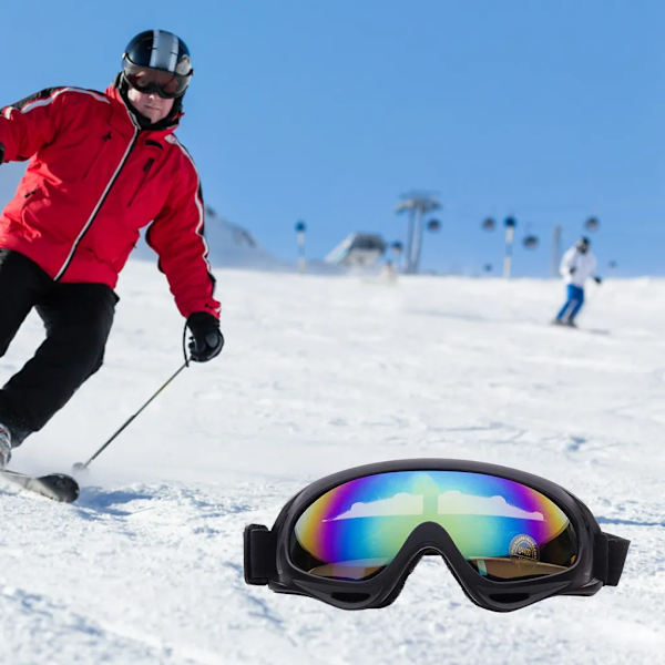 2-pack unisex skid- och snowboardglasögon, snowboardglasögon, UV-skyddsglasögon, anti-imma skidglasögon, för skidåkning (färgglada + transparenta)