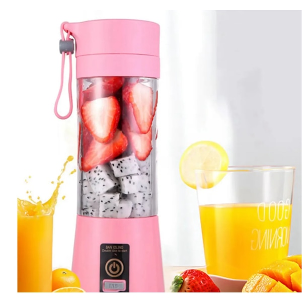 380ML Bärbar Blender, Elektrisk Juicer Cup Frukt Juice Blender, USB Uppladdningsbar Stand Mixer (Rosa)