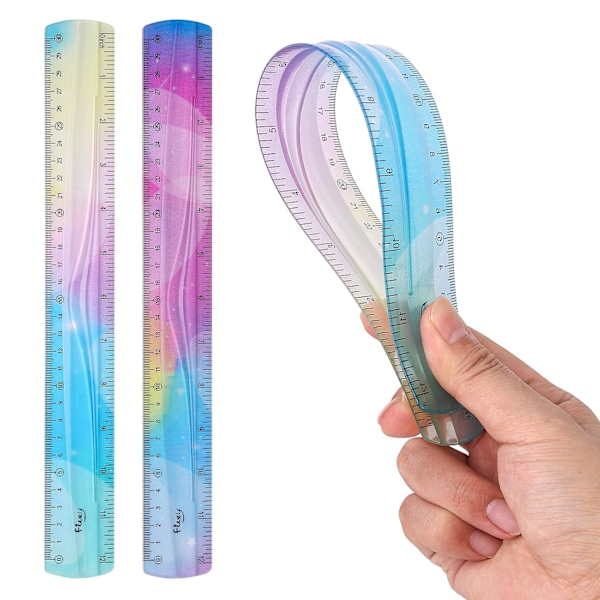 Fleksibel lineal sæt farverig 30cm plast lineal brudsikker blød lineal bøjelig flad lineal bøjelig lineal metrisk lineal lige