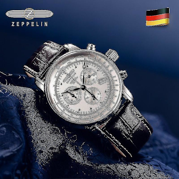 Ny Zeppelin Ur Top Vandtæt Læder Business Casual Quartz Ur Herre Three Eyes Multifunktion Chronograph Ur