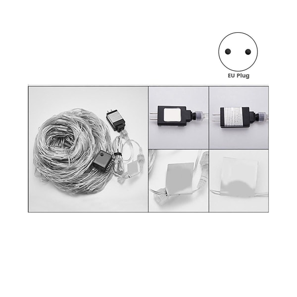 Stjerne Fiskenet Led String 6x4m 672led Udendørs String Fairy Night Lights Ferie Soveværelse Hjem Del（Som vist）