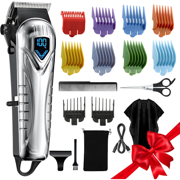 Hair Clippers for Men&Women, Cordless Hair Cutting Kit with 10 Combs, LED Display, Low Noise Professional Beard Trimmer Barber Clippers Hair