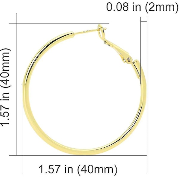 925 Sterling Silver Hoop örhängen, 18k guldpläterade polerade runda Hoop örhängen för kvinnor, flickor#39; Gåvor