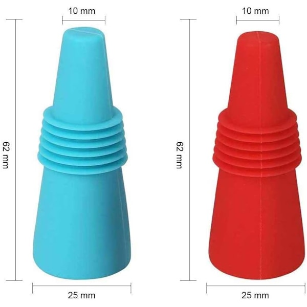 Rött vinpropp, 5-pack silikonvinproppar, silikonvinflaskeproppar, återanvändbar silikonflaskkork, för försegling och konservering av vin
