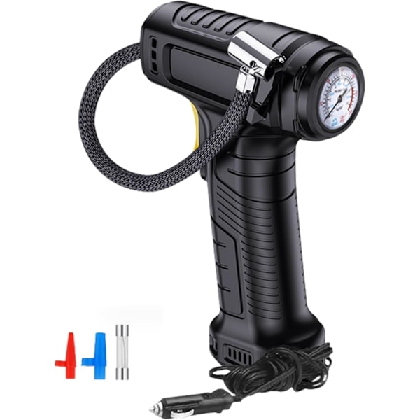 Däckpump Bärbar Luftkompressor, Pump för Bil Däck, Handhållen Luftpump, Däckpump med Tryckmätare