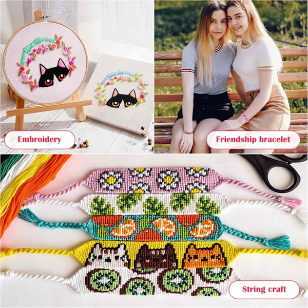 488 deler armbåndssett, vennskapsarmbåndssett med 50 nøster broderitråd korsstingtråd, 400 deler vennskapsarmbåndperler