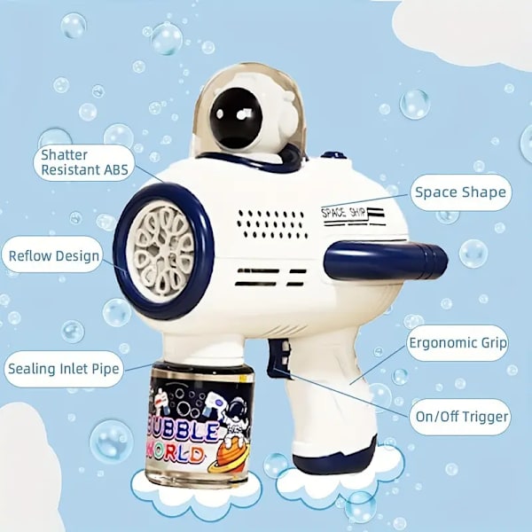 Raket bubbelpistol, elektrisk bubbelpistol leksak, astronaut bubbelmaskin, utomhusleksak