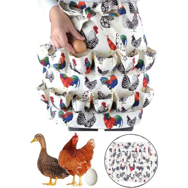 Egginnsamlingsforkle, gårdsforkle, eggforkle, eggebærergave til kyllingelskere, ender