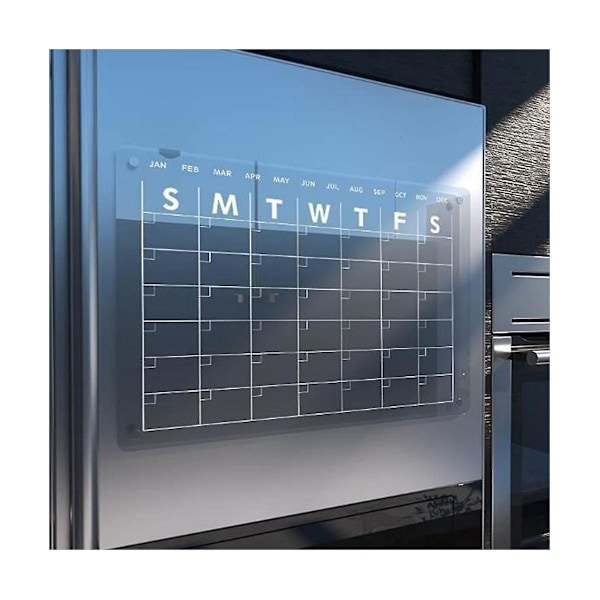 2 stk magnetisk tørr tørketavle for kjøleskap Akryl klar kalender for kjøleskap notatbrett Er（Transparent）
