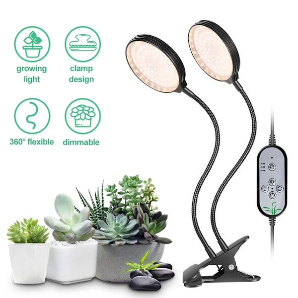 USB-kasvivalaisin 312 LED:llä, täyden spektrin auringonvalo, säädettävä pöytäkiinnitteinen kasvuvalaisin sisäkasveille, 5 himmennettävää tasoa, 4/8/12 tunnin ajastimella