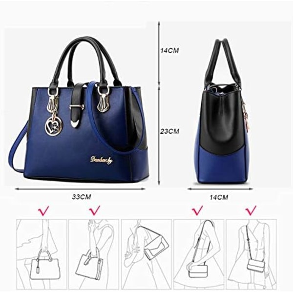 Vesker og håndvesker for kvinner Tote Skulder Crossbody Vesker med lang stropp avtakbar (Roserød)