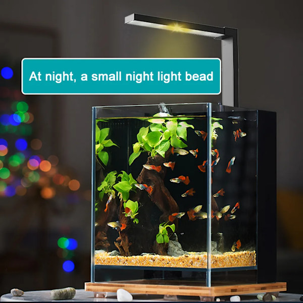 LED-akvarielys, dobbelt-tilstands akvarielampe, berøringskontrol, tre sugekopper fastgjort, til lille akvarium fiskeskål, akvarielys