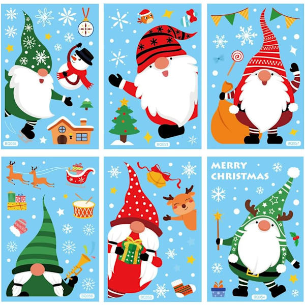 Jul fönsterklistermärken, snöflinga fönsterdekoration, jul fönsterbilder självhäftande juldekoration, jul fönsterklistermärken