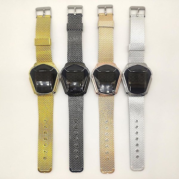Herrarmbandsur Trendig Geometrisk Urtavla Led Elektronisk Watch Pekskärm-3（Silver）