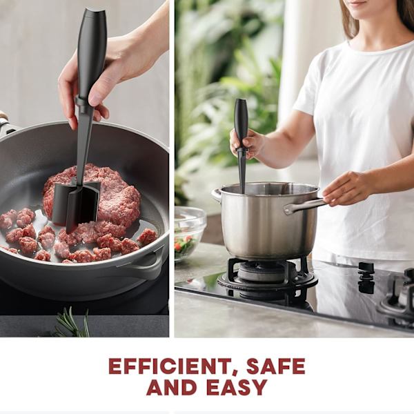 Kødhakker til hamburger, premium varmebestandig moser og smasher til hakket oksekød, hakket kalkun og mere, non-stick mixhakker