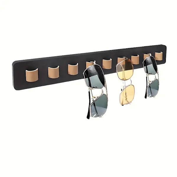 Wooden Sunglasses Organizer - Wall Mounted Eyeglass Display and Storage Rack for up to 9 Pairs of Glasses - Perfect Home