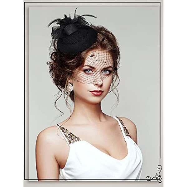 Chuangdi Pillbox Fascinator Hat Til Kvinder Tea Party Hat Pandebånd Med Mesh Slør Sort Begravelseshatte Fascinator Til Bryllup Kvinder S Hatte Og Kasketter Adgang