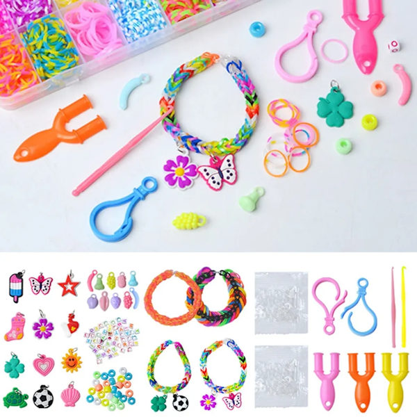DIY pedagogisk barns leksak regnbåge gummiband vävstol 36 rutnät handgjord färgglad gummiband vävning armband set