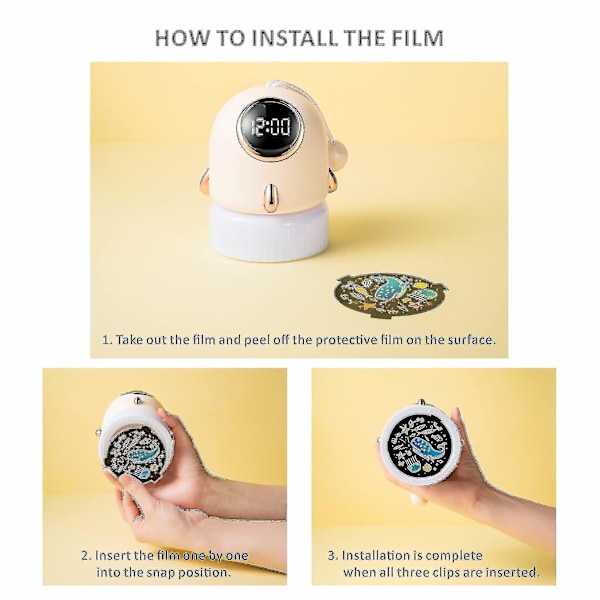 Nattlampa Projektor Handhållen Raket Väckarklocka Timer Bärbar Heminredning Present (Gul)