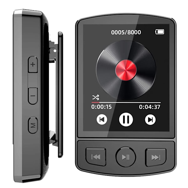 32GB MP3 Player Bluetooth 5.0 with speaker ▏Video playback ▏FM radio ▏Dictaphone ▏E-book reader ▏English German ▏Clip design ▏MP3 player