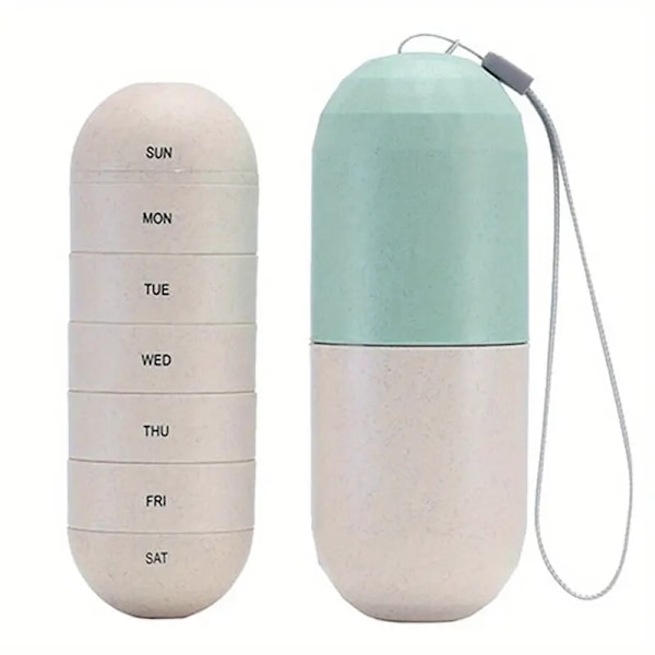 Pill Box 7 Days, Round Pill Box, Small Pill Box for Travel, Handy and Moisture-proof Medicine Box, Medicine Dispenser