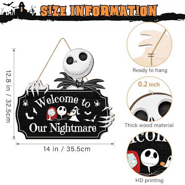 Halloween Dödskalle Välkommen Dörrskylt Halloween Spöklik Entrédörr Hängande Dekor Rustik Trä Hängande Dörrkrans Spöke Trä Väggskylt Hemfest Utomhus