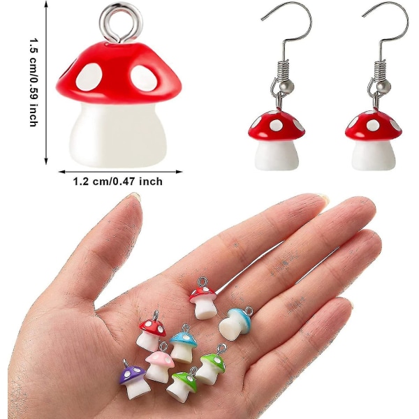Mushroom Riipus Charm Resin Korut Charm Tee itse riipus, 50 kpl