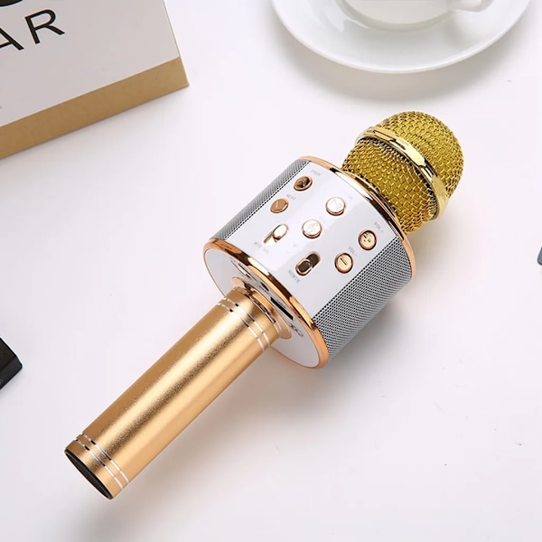 Trådløs Bluetooth Karaoke Mikrofon, 5 i 1 Trådløs Mikrofon til Børn, Mikrofon med Højttaler | Remix, Mic KTV Mikrofon