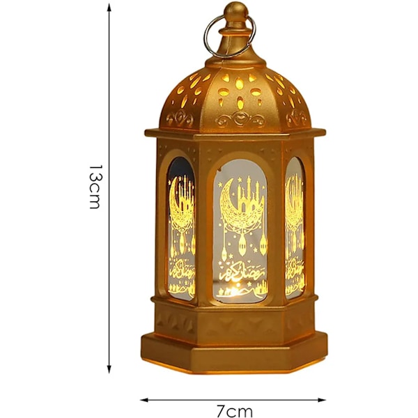 Ramadan Dekorationslampa, Eid Mubarak Lykta Måne Stjärna Dekoration, Ramadan Dekoration Muslimsk Festival Dekorativ, Guld