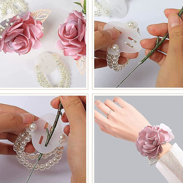 12 stk Elastiske Pearl håndleddskorsasjebånd. Bryllup Corsages Pearl Armbånd Elastisk