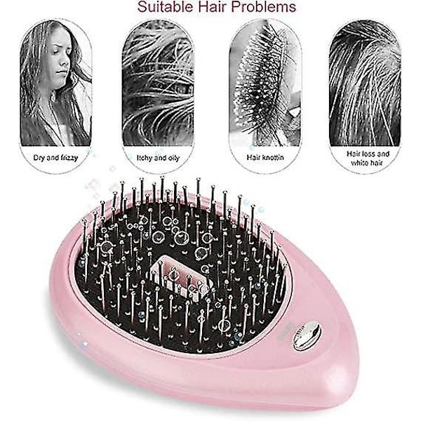 Jonisk vibration mini massage jon hårborste (rosa)