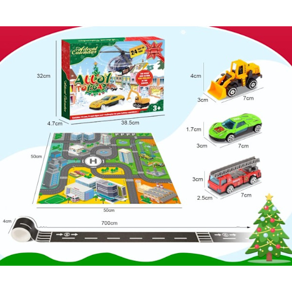 Adventskalender 2024, børnebil, legetøj, små gaver