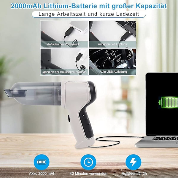 4 i 1 120w 9000pa Trådløs Bilstøvsuger Syklon Sug Hjem