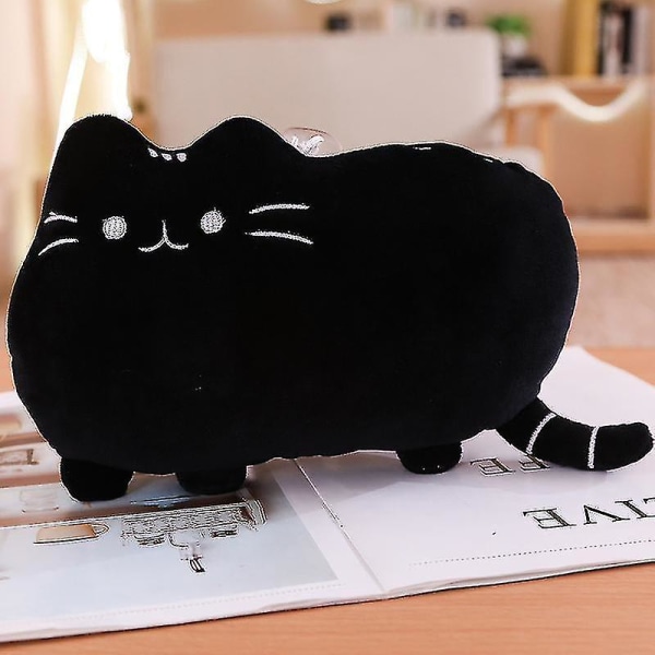 Söt kakkatt plyschleksak bilkudde Söt katt presentkudde för present.c（40cm，svart）