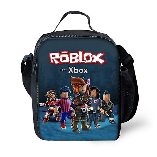 Roblox Kids isolert lunsjbokspose for gutter og jenter, matboks er perfekt for piknikskole（F）