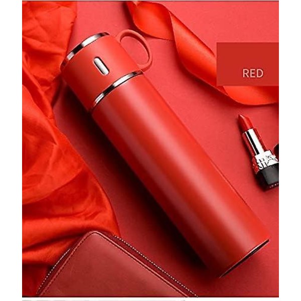Vakuumisolert kolbe 580 ml termoflaske i rustfritt stål med kopp (rød)